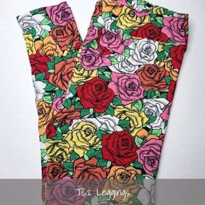 LuLaRoe TC2 Leggings Plus Size Rose Floral NEW
